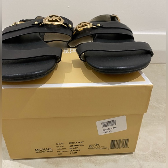 MICHAEL KORS Molly Flat Sandals BLACK Size:9.5 Aus - Picture 6 of 10
